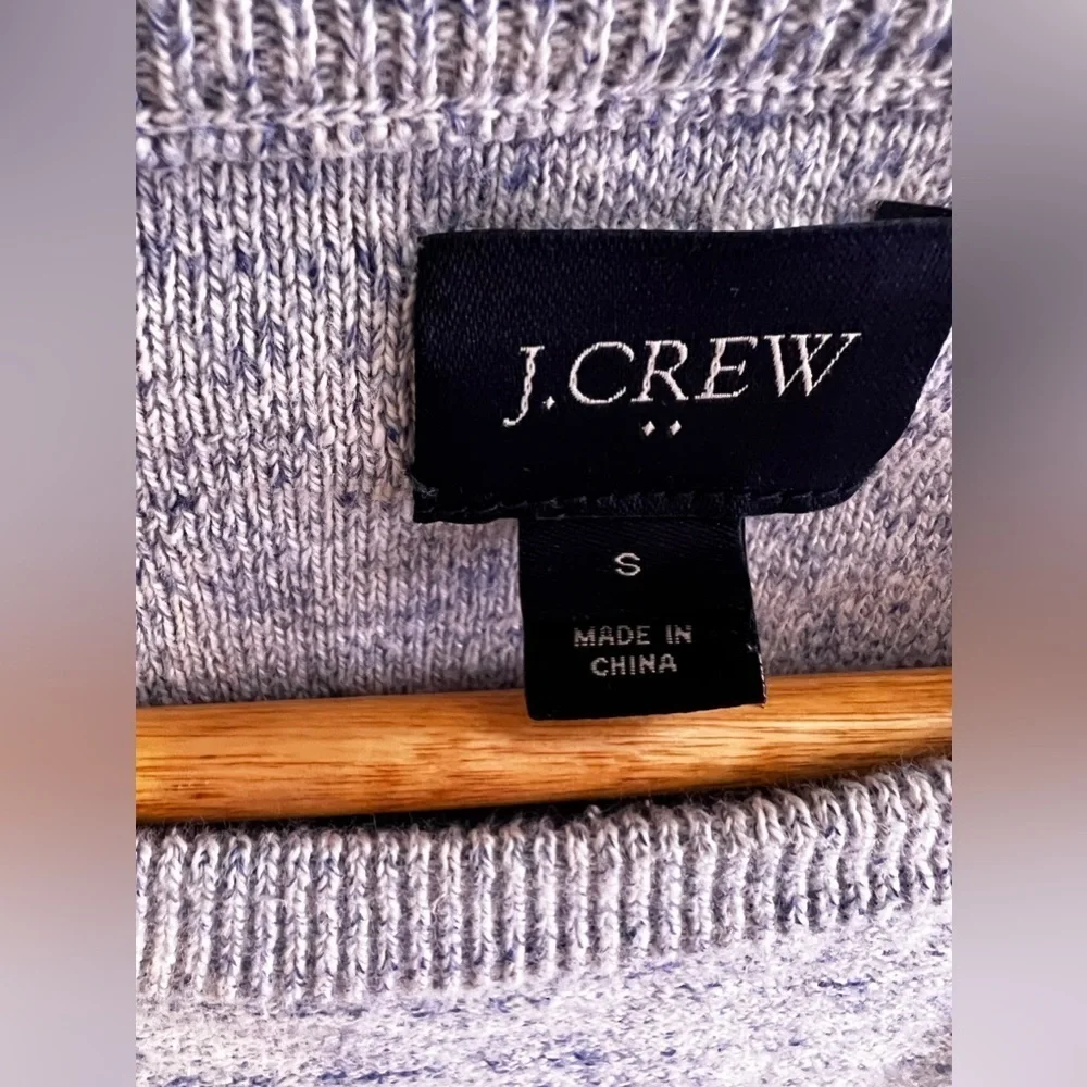 J. Crew Beige Lightweight Crewneck Cotton Sweater in Garter Stitch S Round neck